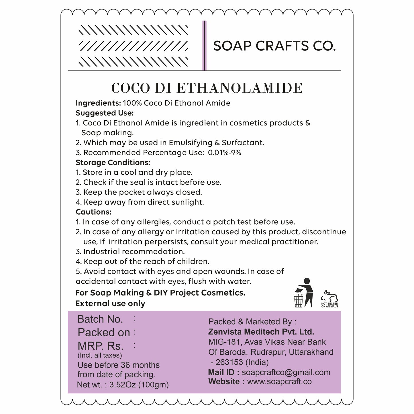Soap Crafts Co. Coco Di Ethanolamide for  DIY Projects, Soap Making and Cosmetic Making