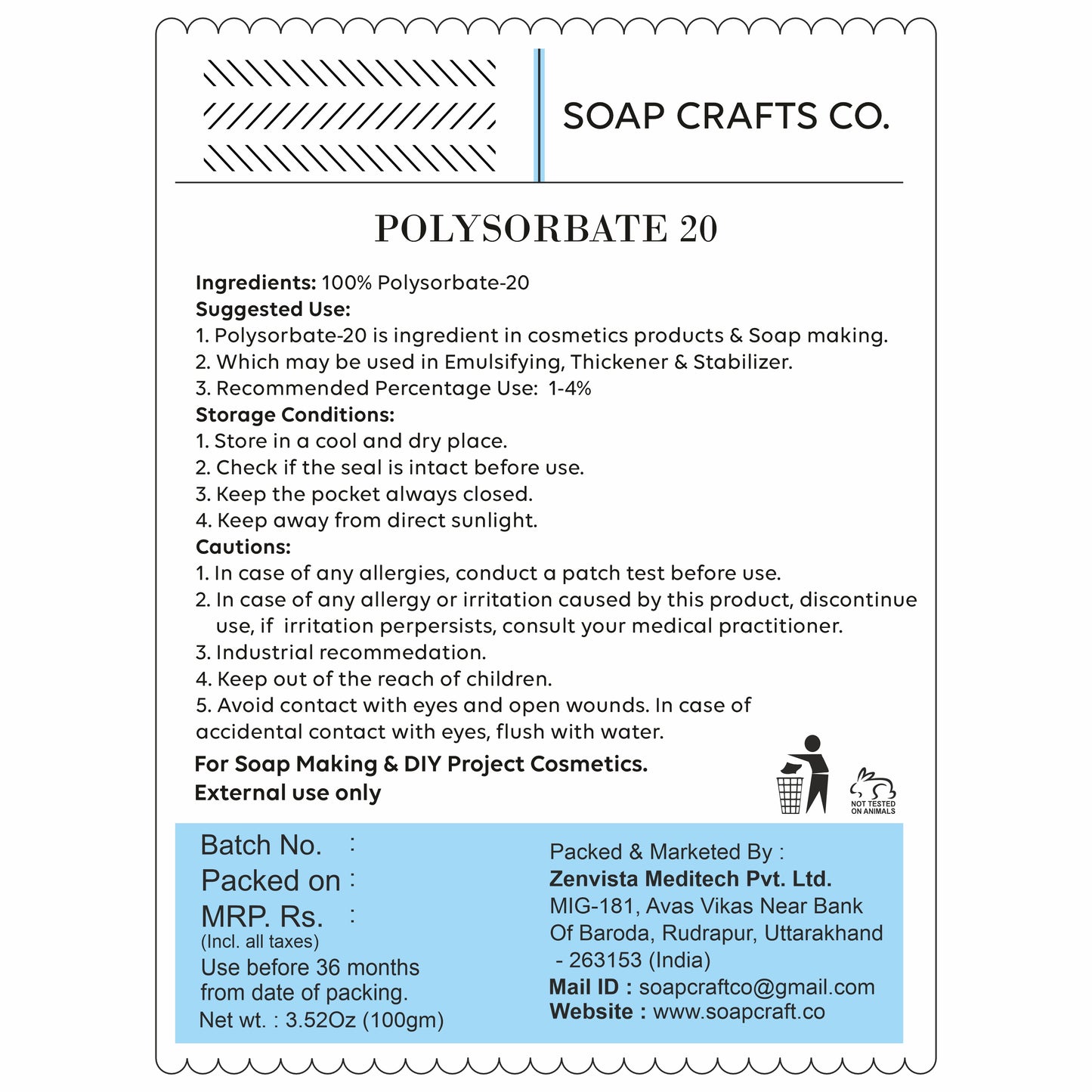Soap Crafts Co. Poly Sorbate 80 for DIY Projects, Soap Making and Cosmetic Making